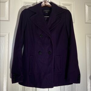 1 Madison Women’s Wool Blend Double Breasted Deep Purple Coat Sz S